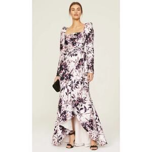 Badgley Mischka Floral Flounce Hem Gown - Size 2